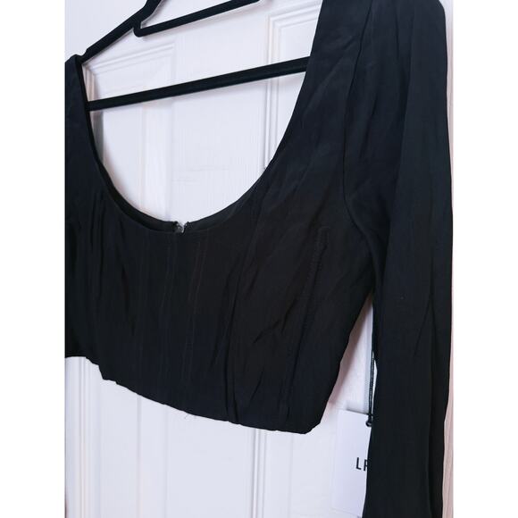 NWT LPA Whimsigoth Cropped Corset Top Medium Black Y2K Vamp Dark Fairy Punk Emo - Picture 3 of 6
